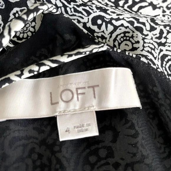 ANN TAYLOR LOFT Women’s Size 4 Maxi Dress Black/White Paisley Spaghetti Straps - Picture 6 of 7